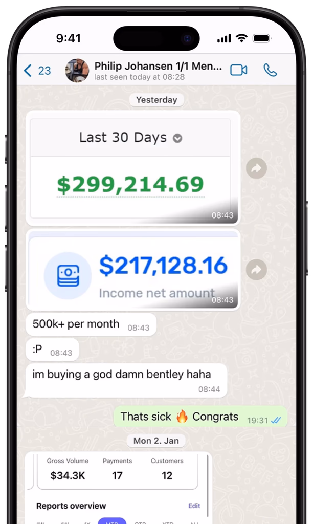 iPhone showing earnings statistics